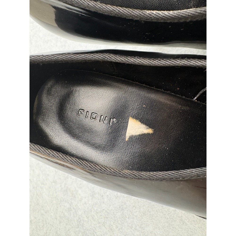 Fioni Womens Black Patent Lace Up Oxford Heels Cap Toe Stiletto Pumps Size 12 - Picture 2 of 6